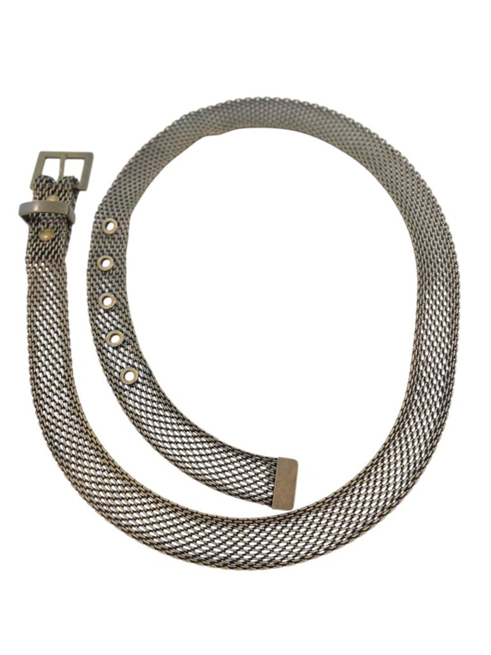 Metal Mesh Chain Belt With Bronze Finish & Square Buckle - Adjustable Length Up